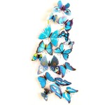 3D butterflies with magnet, house or event decorations, set of 12 pieces, blue color